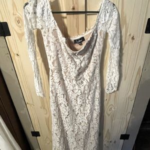 Lulus Floorlength off the shoulder wedding gown